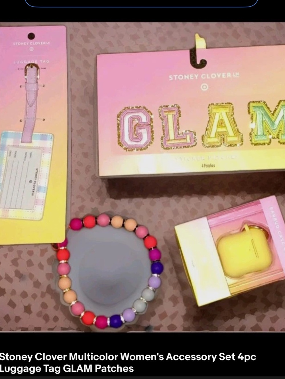 Stoney Clover Lane Pastel Pink Yellow Multicolor Accessory Set